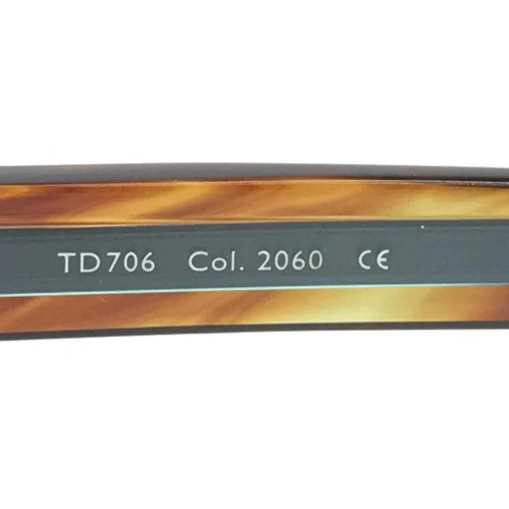 Tom Davies Eyeglasses Frame TD706 Col. 2060 Brown Horn Clear Blue 53-20-145